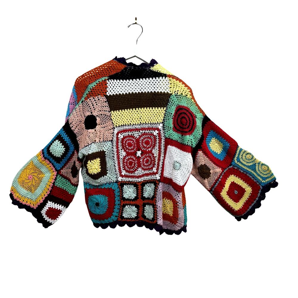 SAACHI Colorful Crochet Cotton Cardigan Jacket NWT - Picture 7 of 8